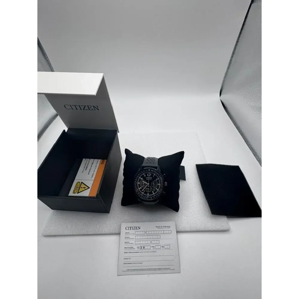 Citizen Eco-Drive Sport Casual Black Gray Mens 44mm Chronograph Watch CA4505-04E